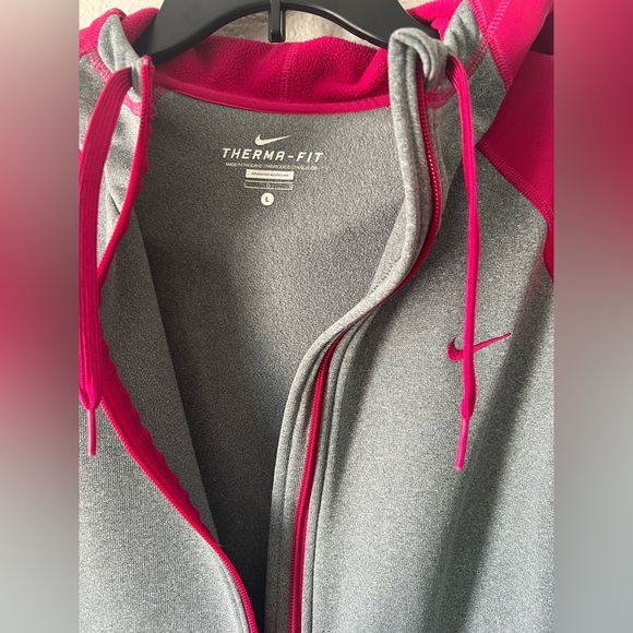 Nike, L, Gray and pink long sleeve zip up hoodie. - Picture 5 of 6